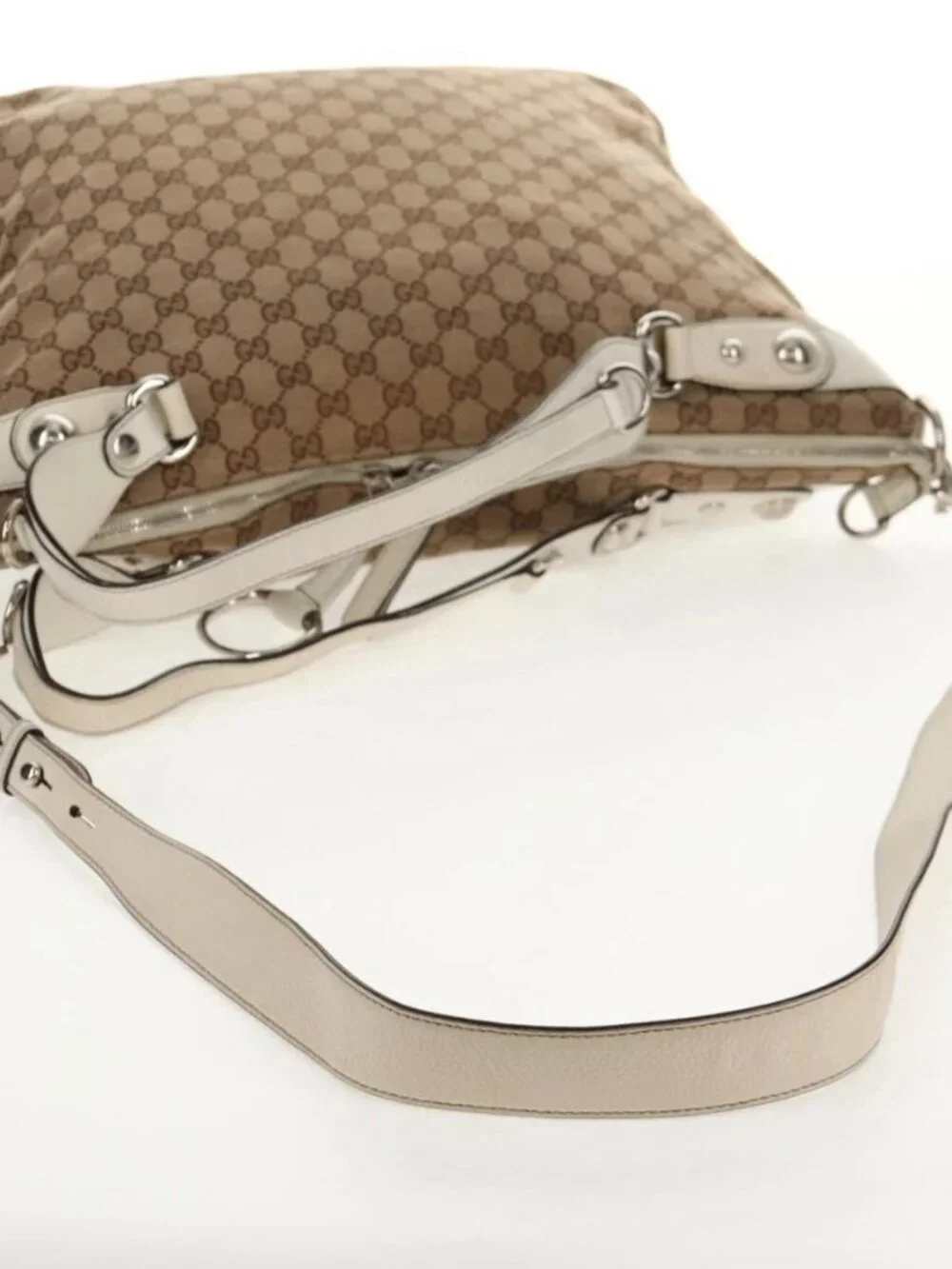 GUCCI GG Canvas Hand Bag 2way Beige White Auth ep10950
